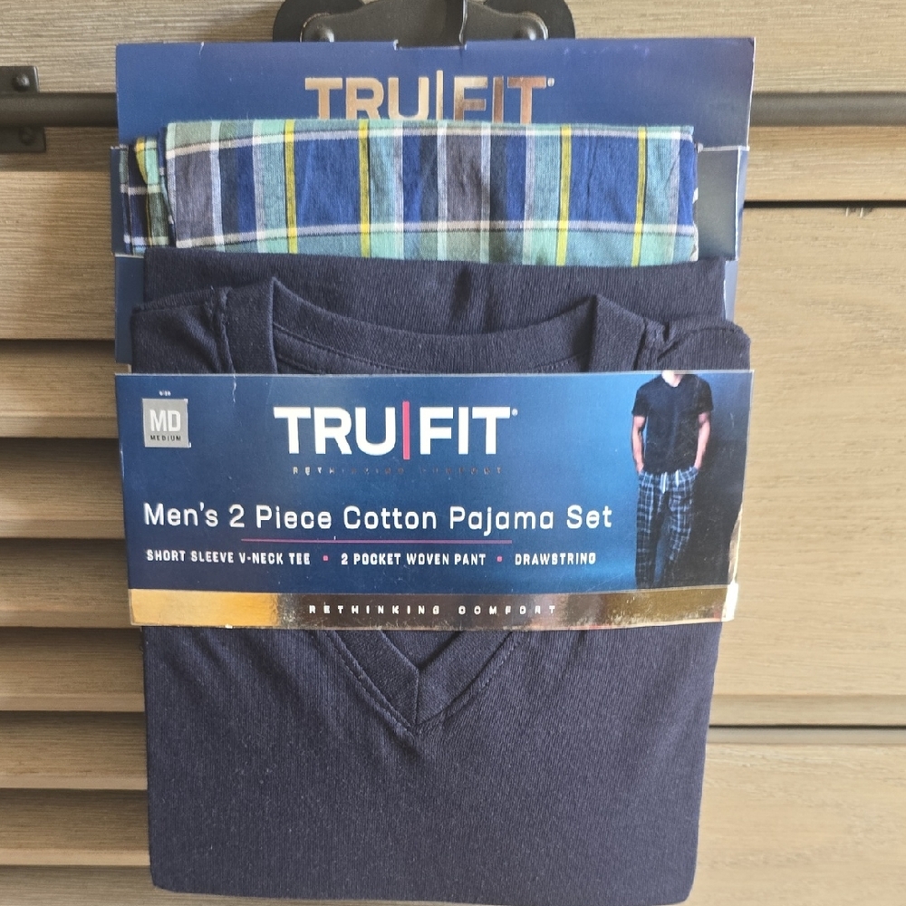 Men's Navy and Plaid Pajama Set 💜
